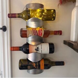 IKEA Silver Metal Wall Wine Rack for 4 Bottles
